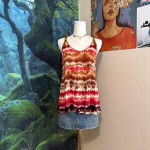 nwt tie dye tassel strap boho tank top living doll los angeles size large